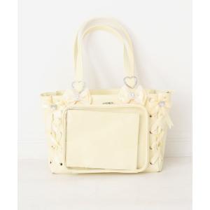 トートバッグ レースアップリボンキラキラビジュー痛バッグ レディース