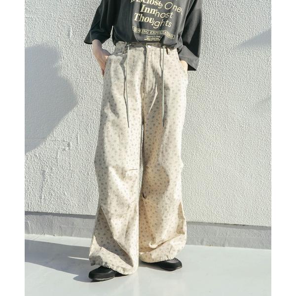 パンツ フラワープリントドロストパンツ レディース