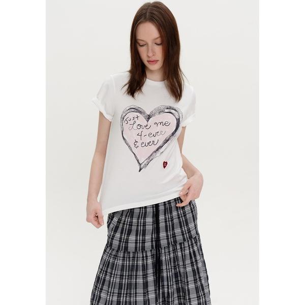 tシャツ ハートレタリングプリント ロゴステッチ 半袖Tシャツ FX25S234「Fano Stud...