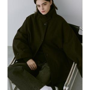 「flaner」 ステンカラーコート LARGE ダークブラウン レディース