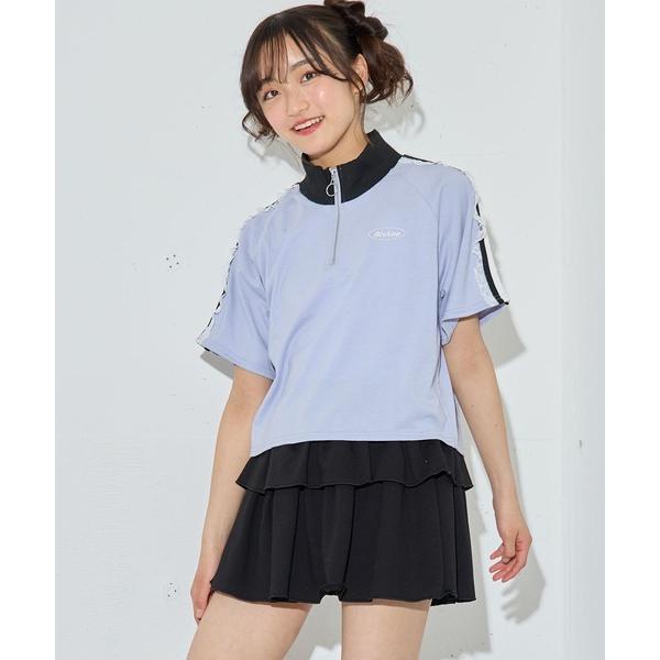 tシャツ 「接触冷感」袖ラインハーフジップ プルオーバー キッズ 子供服 女の子