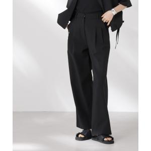 サッカータックワイドパンツ レディース