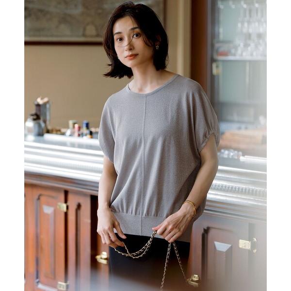 ニット セーター 「洗える」クリスピーシアールレックス ギャザースリーブ ラメ ニット レディース