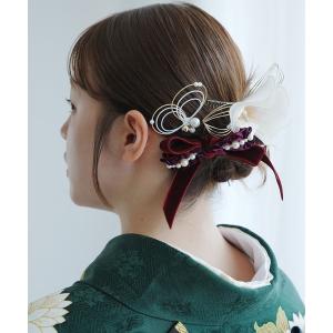 成人式 髪飾り 胡蝶蘭・リボン・水引 3点セット 日本製 レディース