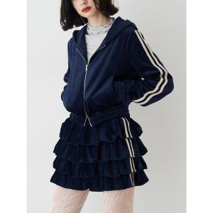 パーカー ベロアコンパクトラインZIPフーディ「セットアップ対応」 レディース