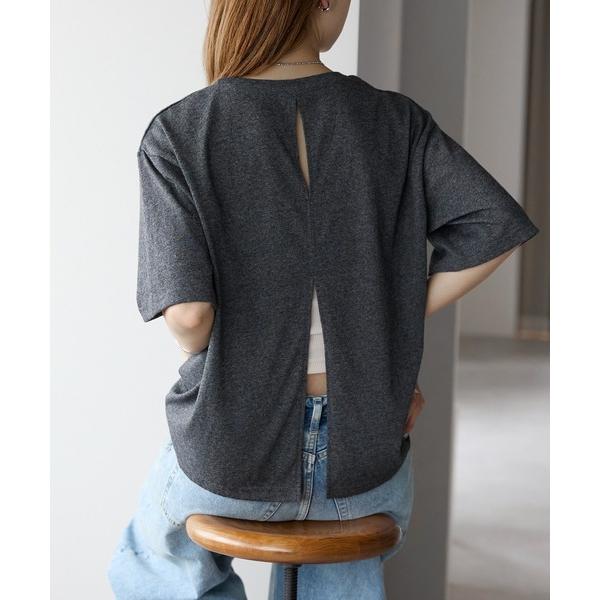 tシャツ スラブ　バックスリットTシャツ レディース