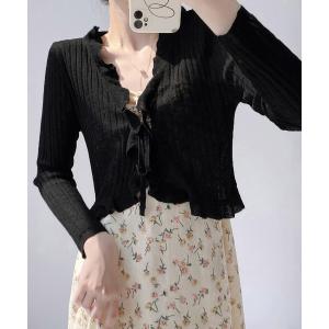 uvカット カーディガン 「7カラー展開」フリルボレロ 薄手ニットカーディガン春夏 レディース