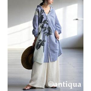 アンティカ antiqua シャツワンピース アシメボタニカルシャツワンピース