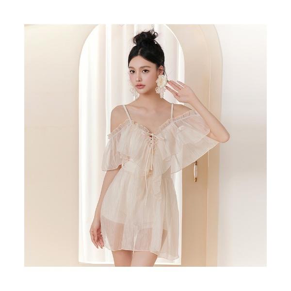 水着 ビッグフリル オフショルダー ワンピース 水着 レディース