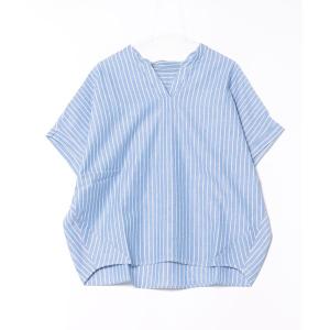 リネンシャツ ブラウス シャツ 半袖 さらさらリネン混アソートバンドカラーブラウス(取り扱い店舗限定) レディース