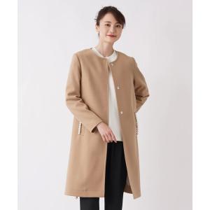 「en recre」 ノーカラーコート 2 ライトブラウン レディース