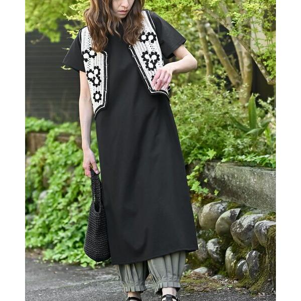 アンサンブル カギ針ベスト×Ｔシャツワンピースアンサンブル