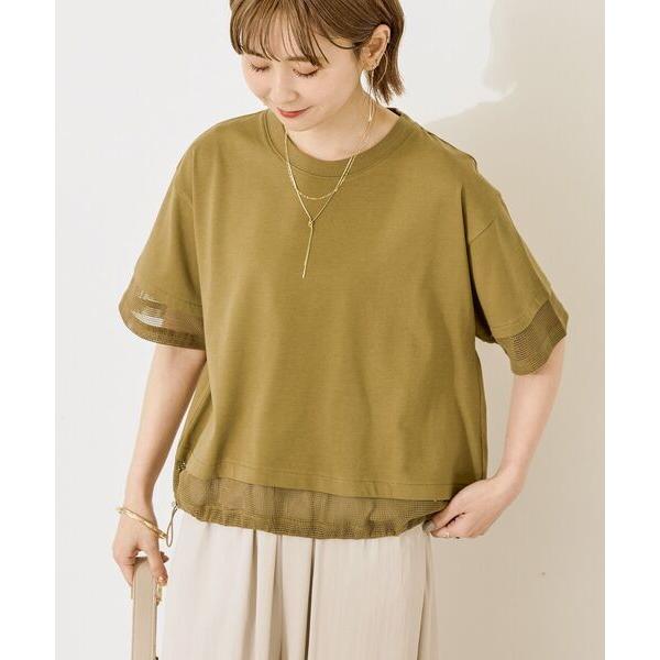 tシャツ メッシュ切替ドロストプルオーバー レディース