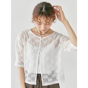 フラワーメッシュ前後2WAYトップス レディース