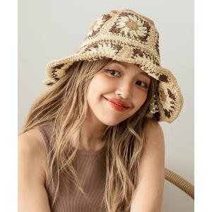 帽子 ハット ワイヤー入り フラワー モチーフ ペーパー クロッシェ ハット レディース