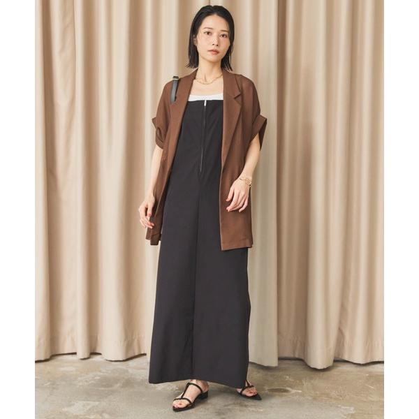 ジャンパースカート 「機能性アイテム」ウォッシャブルフロントZIPジャンスカ