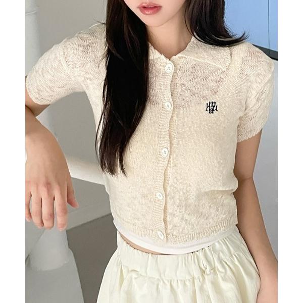 カーディガン 半袖 A'GEM/9 × .kom 「muah muah/ムーアムーア」slub co...