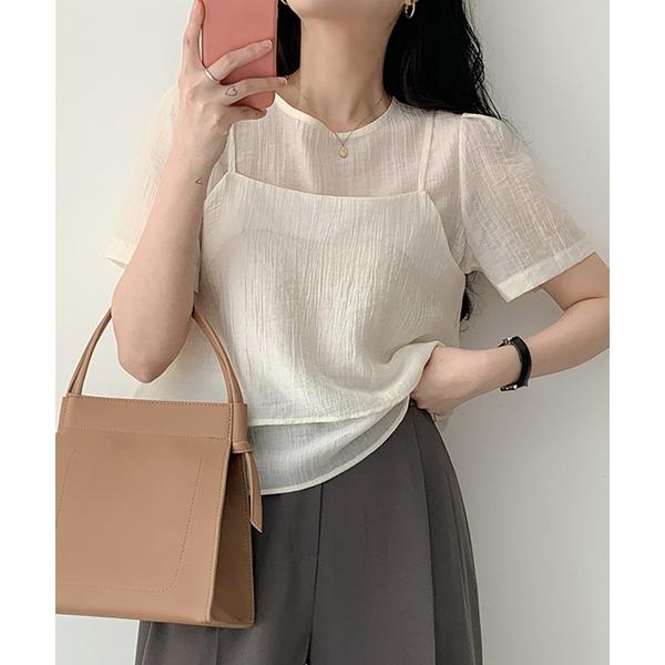 ブラウス シャツ ワッシャーブラウス＆ビスチェ 2点セット レディース