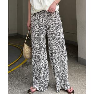 パンツ ボタニカルプリントプリーツパンツ レディース