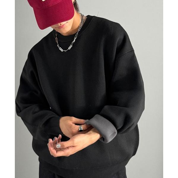 セーター ニット 「JaVaジャバコラボ」配色使いが着こなしのアクセントスウェットライクダブルフェイ...