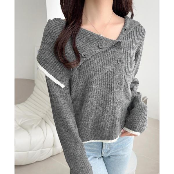 ニット セーター 「mily bilet」ワザありカラーで華やかさをプラスアシンメトリーカラー見せ裾...