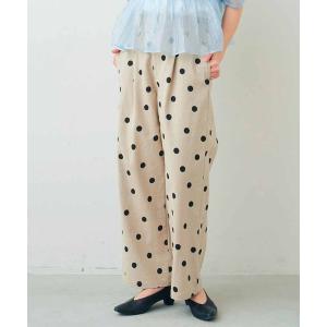 ワイドパンツ パンツ ＩＥＤＩＴ　きくちあつこさんコラボ　リネンコットン素材のドットパンツ「エクリュベージュ」 レディース