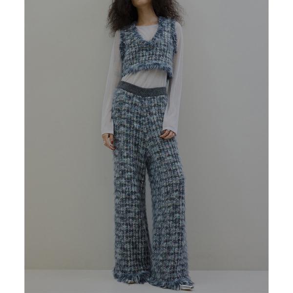 パンツ TWEED FRINGE KNIT PANTS レディース