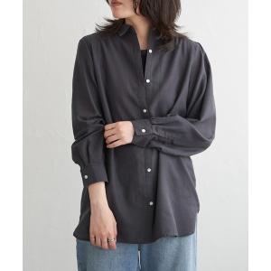 リネンシャツ ブラウス シャツ リネン混長袖レギュラーシャツ レディース
