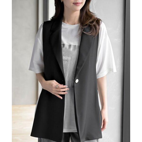 ベスト ジレ サイドベルトテーラーカラーベスト レディース