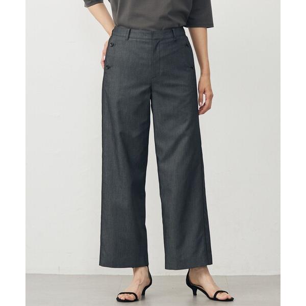 パンツ 「洗える・防シワ・速乾」ツイルシャンブレー ワイド パンツ レディース