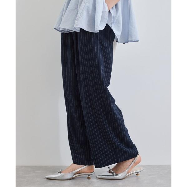 パンツ 「接触冷感/UVケア」ピンストライプリラックスワイドパンツ レディース