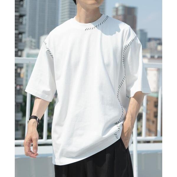 tシャツ ブランケットステッチクルーネックTシャツ メンズ
