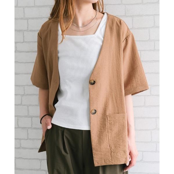 ジャケット ノーカラージャケット ノーカラー半袖ジャケット レディース