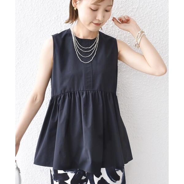 ブラウス シャツ 「接触冷感 / 撥水加工」TEX BRID(R)タフタ ギャザー ノースリーブ ブ...