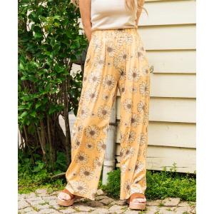 スラックス パンツ デイジー プリント リラックス ワイド パンツ レディース