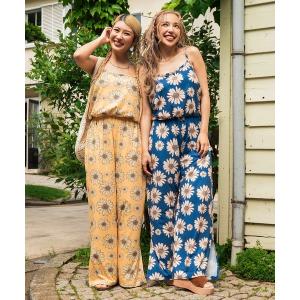 サロペット オーバーオール デイジープリント リラックス キャミ オールインワン レディース