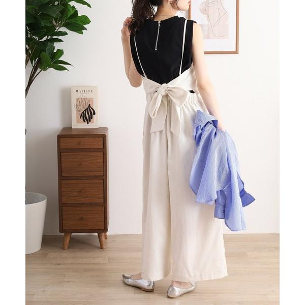 サロペット オーバーオール バックリボン キャミサロペット レディース