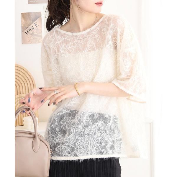 ブラウス シャツ 花柄 フェザーチュールルーズTシャツ レディース