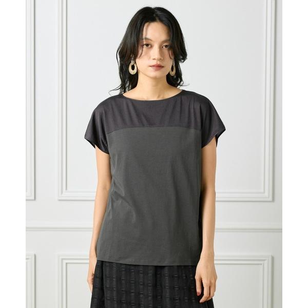 tシャツ トリコットシフォン シースルードッキングプルオーバー レディース