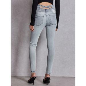 ジーンズ デニム デニムパンツ ハイウエストウエストクロススキニーデニムパンツ レディース