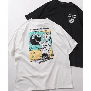 アロハシャツ tシャツ 「82」CAT ＆ BONE 発泡プリントTシャツ/バックプリント/オーバーサイズ メンズ レディース