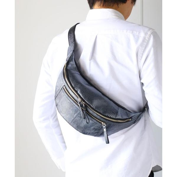 ウエストポーチ リザード レザー 本革ボディバッグ 日本製 メンズ レディース