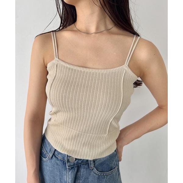 キャミソール 「全7色」ダブルストラップリブキャミソール｜大人の抜け感トップス