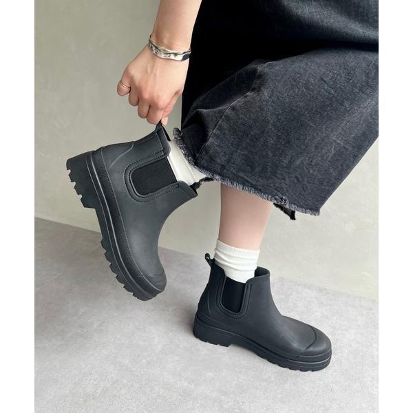 長靴 レインブーツ アンクル丈サイドゴア厚底レインブーツ/R-0023 レディース