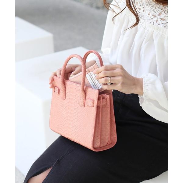 ハンドバッグ ダイヤモンドパイソンレザー ハンドバッグ