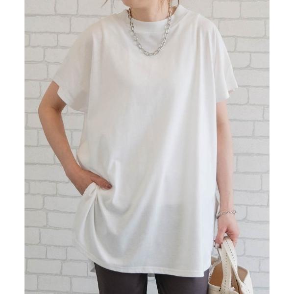 tシャツ ロング丈ラウンドヘムカットソー レディース