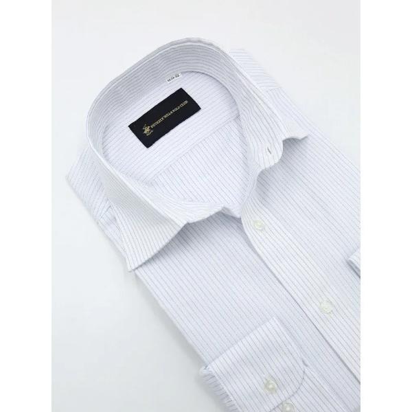 フォーマル シャツ 「形態安定」セミワイド ストライプ 長袖ワイシャツ ビバリーヒルズポロクラブ メ...