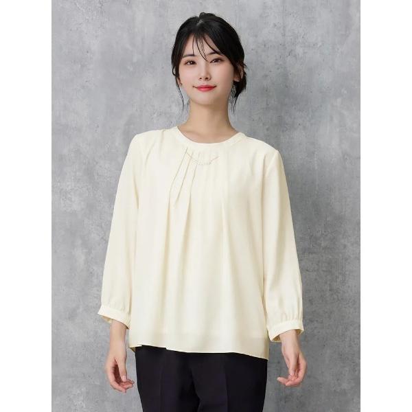 ブラウス シャツ 「透けにくい」フロントパ−ル取り外し 2WAYブラウス 7分袖 2枚仕立て UVカ...