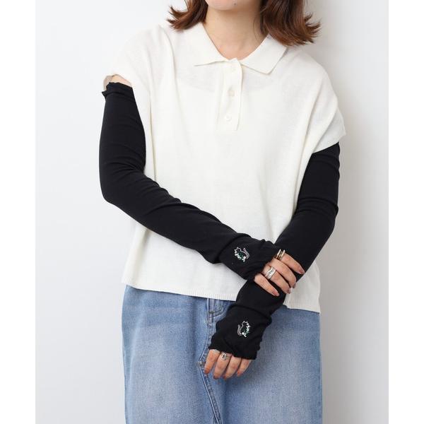 アームカバー 刺繍入りUVアームカバー レディース