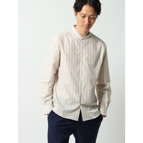 シャツ バンドカラーシャツ ウォッシャブル ノンアイロン ポリエステルポプリン メンズ